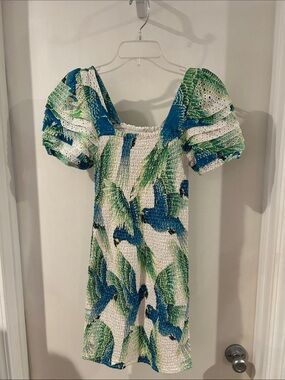 farm rio blue sunset tapestry dress FARM Rio Embroidered Tapestry Blue Mini Dress